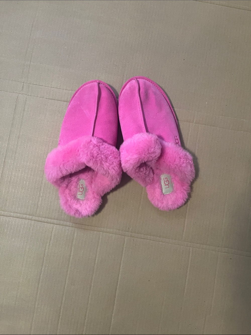 UGG Bright Pink Shearling Clog Slippers